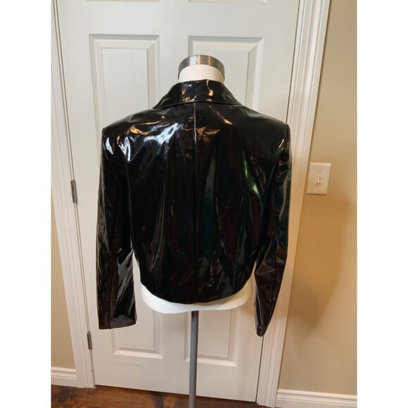 Baum Und Pferdgarten Black Vegan Pleather Cropped Jacket Blazer Size M NWT! $259 - Picture 4 of 5
